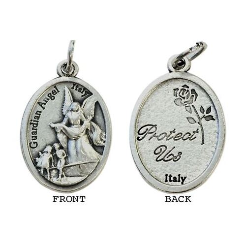 MEDAL GUARDIAN ANGEL SILVER OXIDE 22MM OVAL