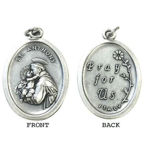 MEDAL ST ANTHONY SILVER OXIDE 22MM OVAL