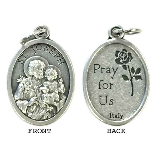 MEDAL ST JOSEPH SILVER OXIDE 22MM OVAL