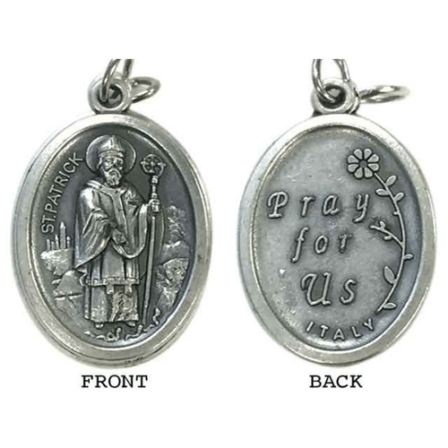 MEDAL ST PATRICK SILVER OXIDE 22MM OVAL