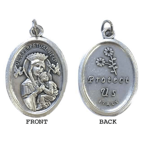 MEDAL OUR LADY OF PERPETUAL HELP SILVER OXIDE 22MM OVAL