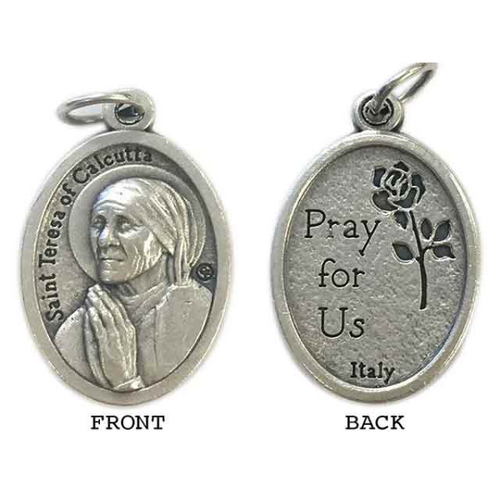 MEDAL ST TERESA OF CALCUTTA SILVER OXIDE 22MM OVAL