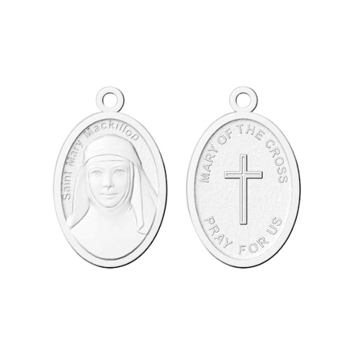 MEDAL ST MARY MACKILLOP SILVER OXIDE 22MM OVAL