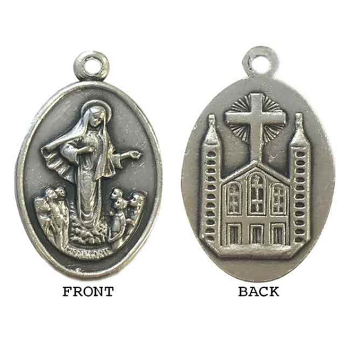 MEDAL OUR LADY OF MEDJUGORJE SILVER OXIDE 22MM OVAL