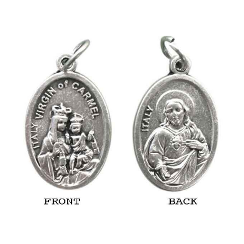 MEDAL SCAPULAR SILVER OXIDE 22MM OVAL OUR LADY MT CARMEL / SHJ