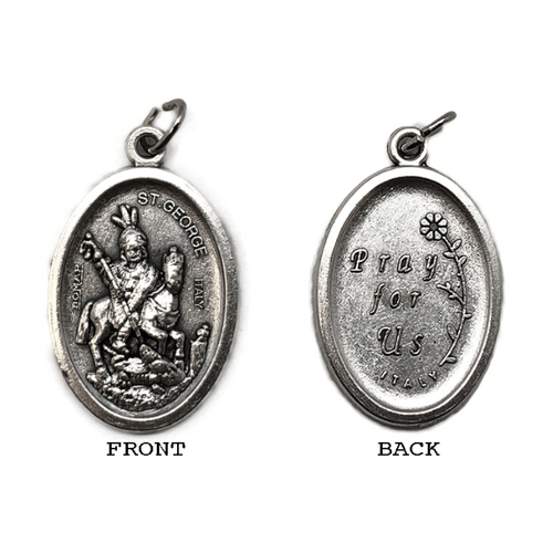 MEDAL ST GEORGE SILVER OXIDE 22MM OVAL