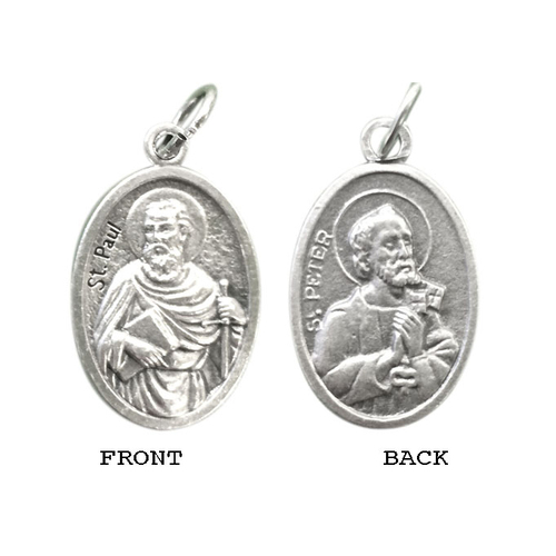 MEDAL ST PAUL / ST PETER SILVER OXIDE 22MM OVAL