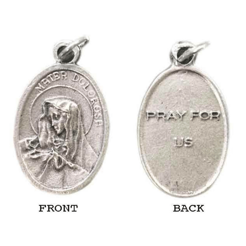 MEDAL MATER DOLOROSA SILVER OXIDE 22MM OVAL