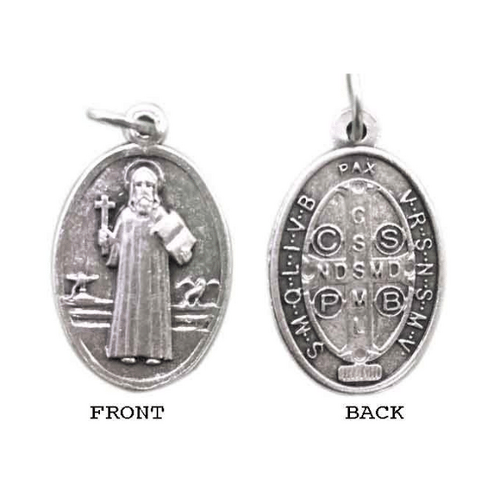 MEDAL ST BENEDICT SILVER OXIDE 22MM OVAL