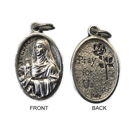 MEDAL ST CLARE SILVER OXIDE 22MM OVAL