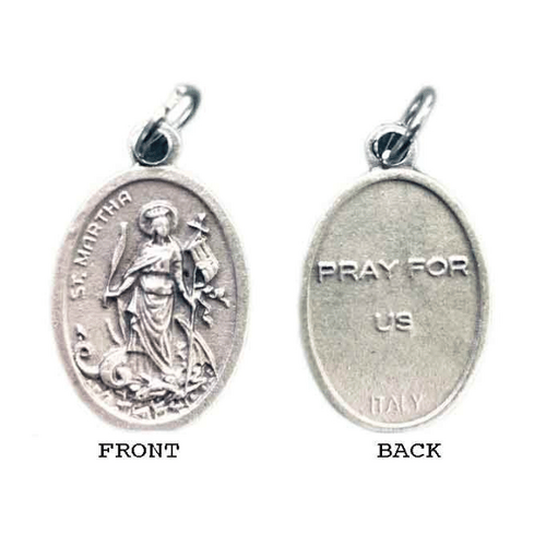 MEDAL ST MARTHA SILVER OXIDE 22MM OVAL