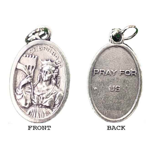 MEDAL ST BARBARA SILVER OXIDE 22MM OVAL