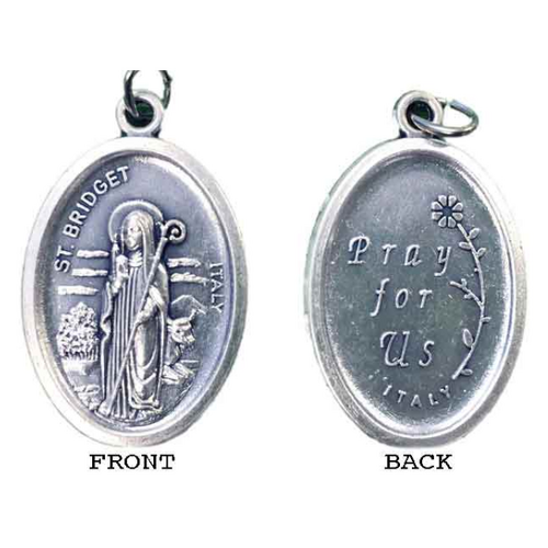 MEDAL ST BRIDGET SILVER OXIDE 22MM OVAL