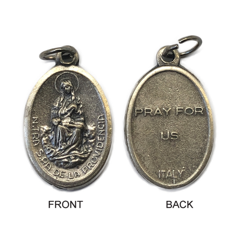 MEDAL OUR LADY OF PROVIDENZA SILVER OXIDE 22MM OVAL