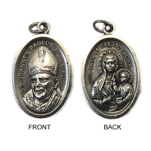 MEDAL OUR LADY OF CZESTOCHOWA SILVER OXIDE 22MM OVAL