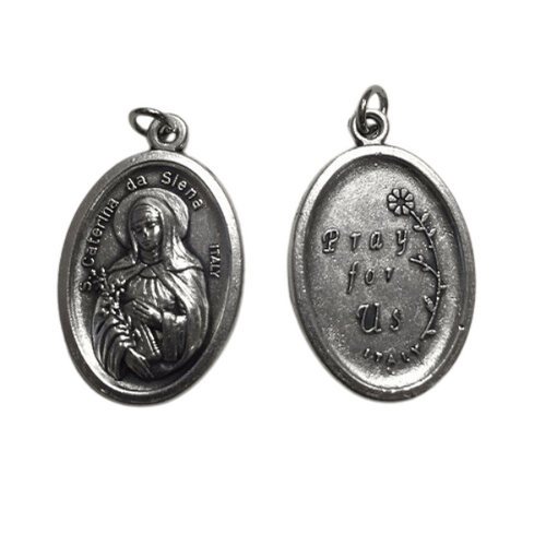 MEDAL ST CATHERINE SILVER OXIDE 22MM OVAL