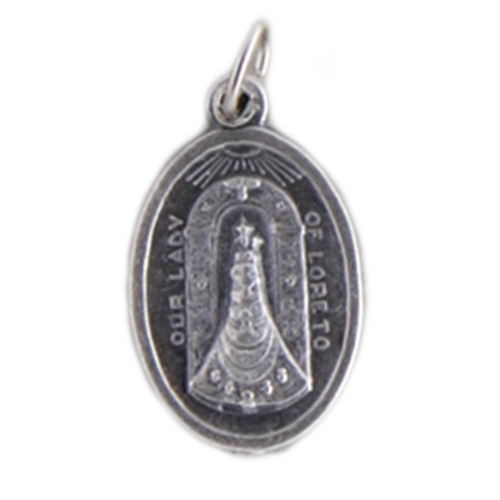MEDAL OUR LADY OF LORETO SILVER OXIDE 22MM OVAL