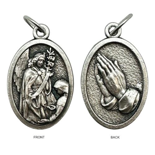 MEDAL ST GABRIEL SILVER OXIDE 22MM OVAL