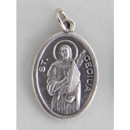 MEDAL ST CECILIA SILVER OXIDE 22MM OVAL    ***NLA Currently