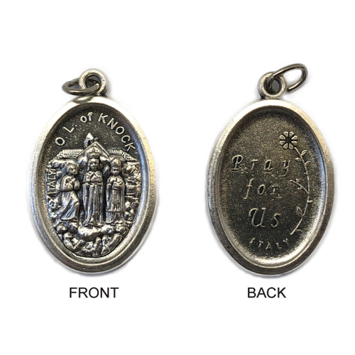MEDAL OUR LADY OF KNOCK SILVER OXIDE 22MM OVAL