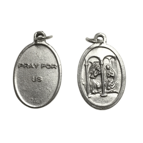 MEDAL ANNUNCIATION SILVER OXIDE 22MM OVAL