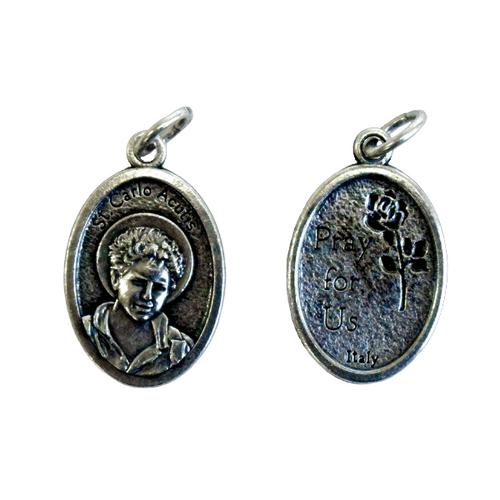 MEDAL ST CARLO ACUTIS SILVER OXIDE 22MM OVAL