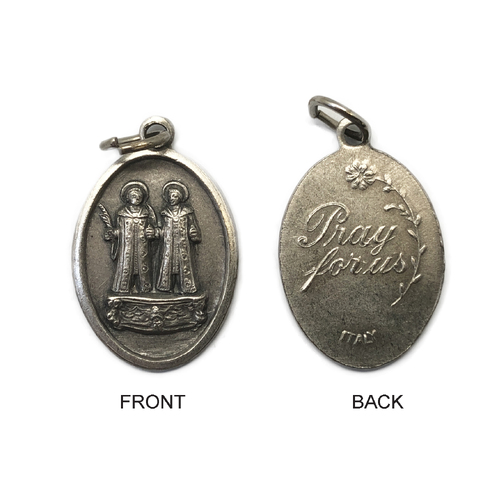 MEDAL ST COSMAS/ST DAMIAN SILVER OXIDE 22MM OVAL  **Limited Stock**