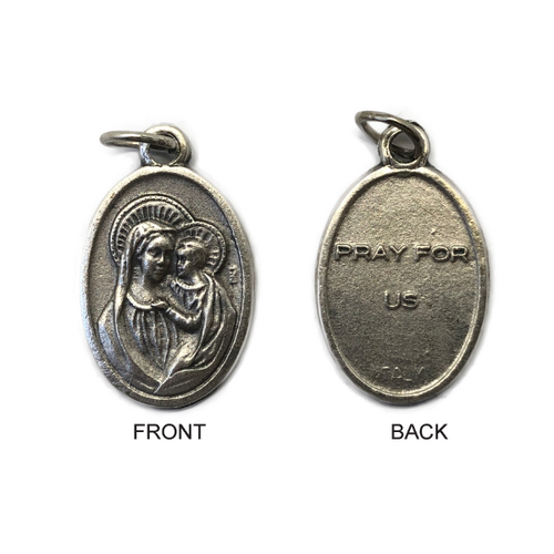 MEDAL OUR LADY OF GOOD COUNSEL SILVER OXIDE 22MM OVAL