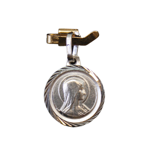 MEDAL STERLING SILVER ROUND 10MM OUR LADY OF LOURDES