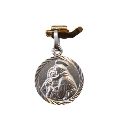 MEDAL STERLING SILVER ROUND 10MM St Anthony