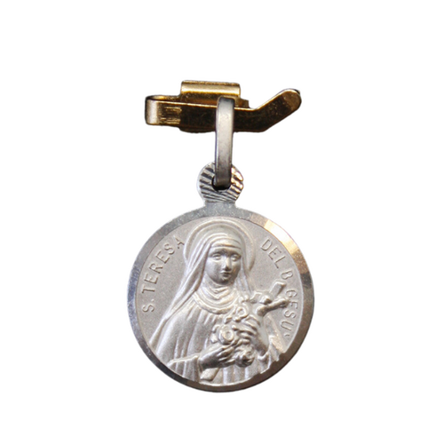 MEDAL STERLING SILVER ROUND 10MM St Teresa