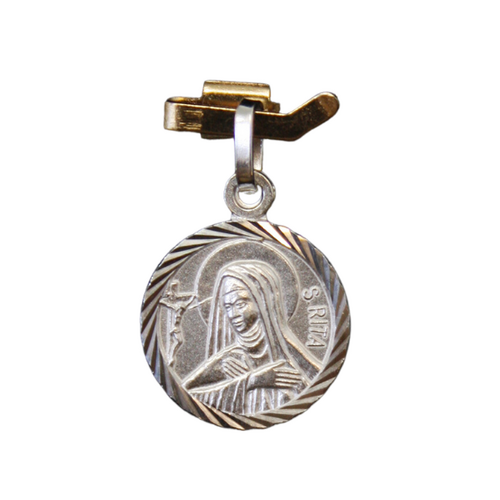MEDAL STERLING SILVER ROUND 10MM St Rita