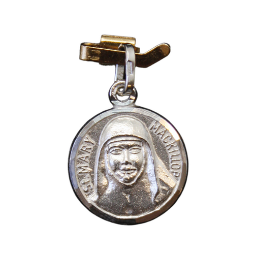 MEDAL STERLING SILVER ROUND 10MM St Mary MacKillop