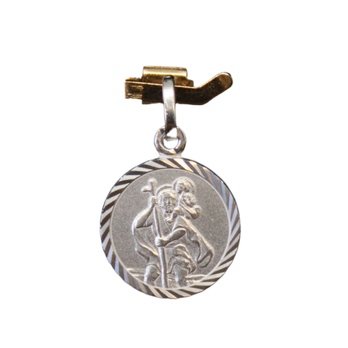 MEDAL STERLING SILVER ROUND 10MM St Christopher