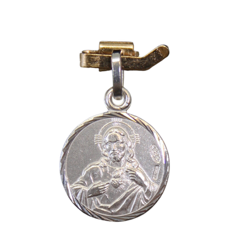 MEDAL STERLING SILVER ROUND 10MM Scapular - Our Lady of Mt Carmel / SHJ