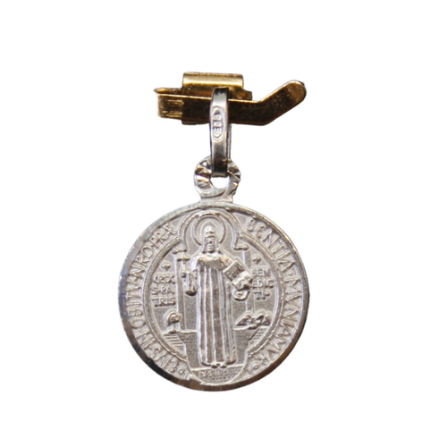 MEDAL STERLING SILVER ROUND 10MM St Benedict 