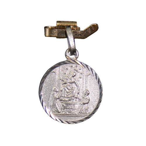 MEDAL STERLING SILVER ROUND 10MM OUR LADY OF POMPEI
