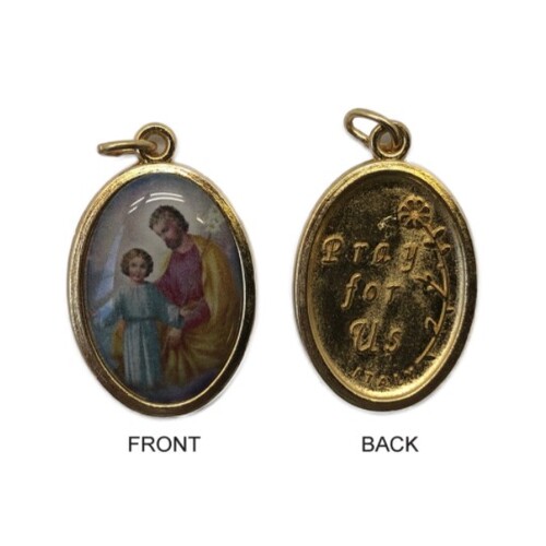 MEDAL ST JOSEPH GILT EDGE COLOURED IMAGE 20MM OVAL **Limited Stock**
