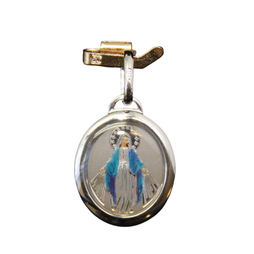 OUR LADY MEDAL COLOURED STERLING SILVER 19mm