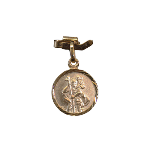 MEDAL 9 CT GOLD 10MM ROUND St Christopher 