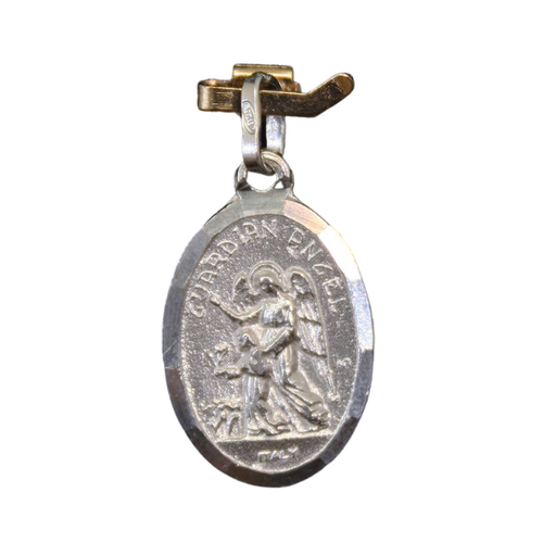 MEDAL STERLING SILVER OVAL 22 MM IN BOX Guardian Angel 