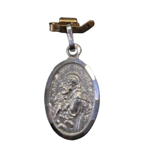 MEDAL STERLING SILVER OVAL 22 MM IN BOX St Anthony