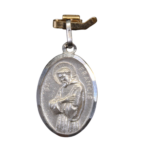 MEDAL STERLING SILVER OVAL 22 MM St Francis