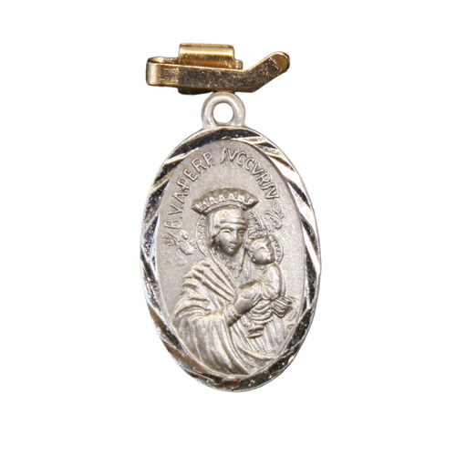 MEDAL STERLING SILVER OVAL 22 MM IN BOX Our Lady of Perpetual Help
