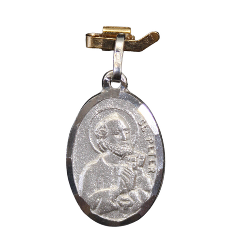 MEDAL STERLING SILVER OVAL 22 MM IN BOX ST PETER