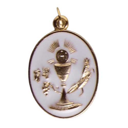 COMMUNION MEDAL GOLD / WHITE ENAMEL