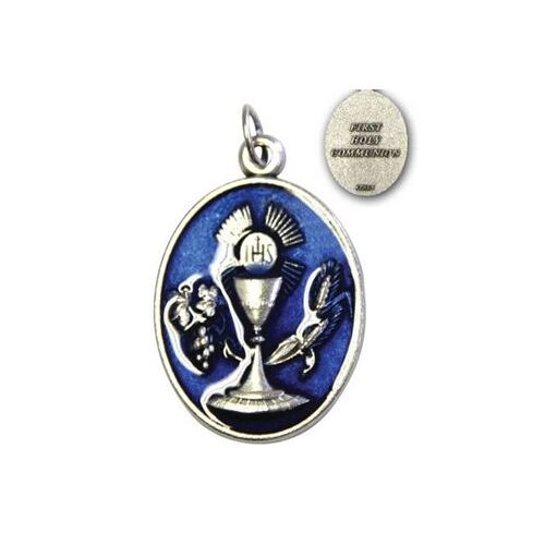 COMMUNION MEDAL SILVER / BLUE ENAMEL