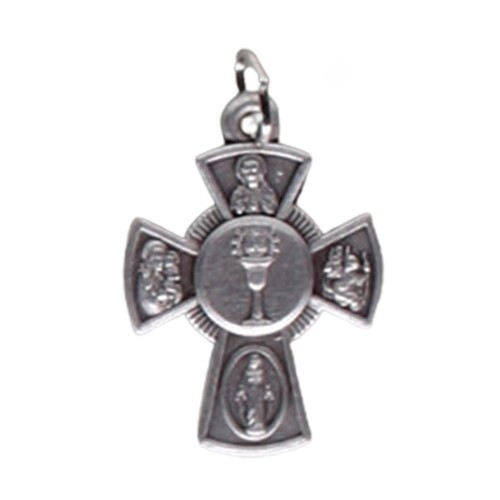 MEDAL COMMUNION CROSS SILVER OXIDE