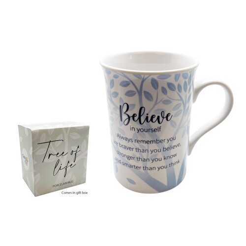 PORCELAIN MUG - TREE OF LIFE SERIES - BELIEVE