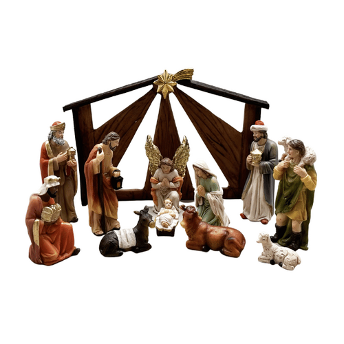 NATIVITY SET & STABLE 11PCS - 100MM
